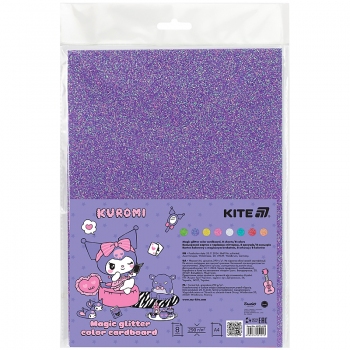Картон кольоровий з чарівним гліттером 8арк., 8 кольрів  А4 HK Kite hk24-423