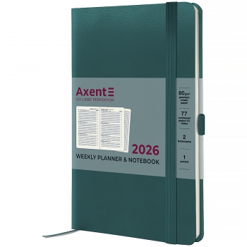 Щотижневик датований 2026 Partner Strong, 125*195, малахітовий AXENT 8505-26-31-a