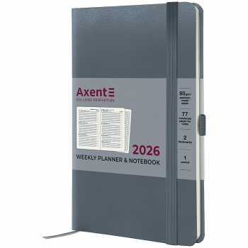Щотижневик датований 2026 Partner Strong, 125*195, сірий AXENT 8505-26-62-a