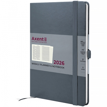 Щотижневик датований 2026 Prime Strong, 145*210, сірий AXENT 8507-26-62-a