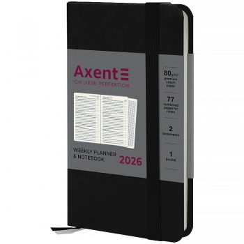 Щотижневик датований 2026 Pocket Strong, 90*150, чорний AXENT 8508-26-01-a