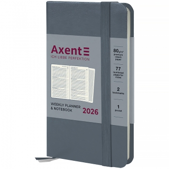 Щотижневик датований 2026 Pocket Strong, 90*150, сірий AXENT 8508-26-62-a