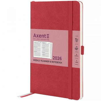 Щотижневик датований 2026 Partner Soft Skin, 125*195, червоний AXENT 8509-26-06-a