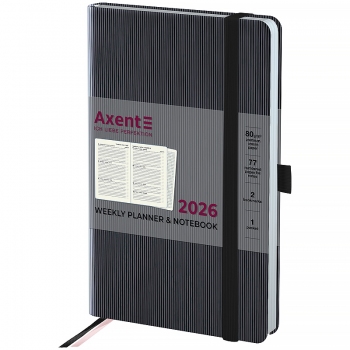 Щотижневик датований 2026 Partner Lines, 125*195, чорний AXENT 8515-26-01-a