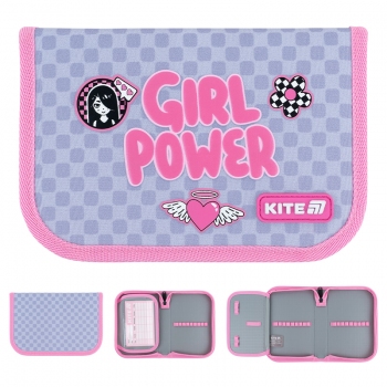 Пенал на одне відділення з відворотом без наповнення 621 Girl's Power KITE k26-621-5