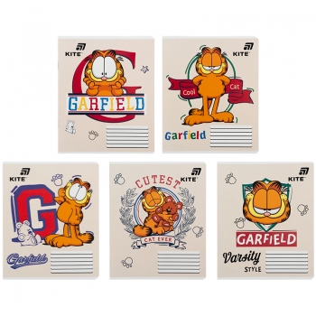 Зошит 18 л. клітинка УФ лак, Garfield KITE gf26-236