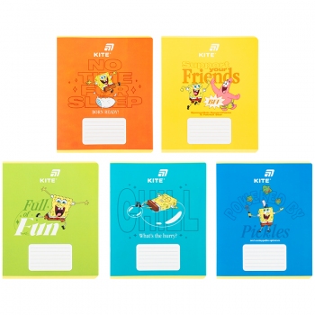 Зошит 18 л. клітинка софт тач + УФ лак, Sponge Bob Square Pants KITE sb26-236