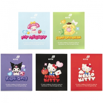 Тетрадь 24 листа в клетку софт тач + УФ лак,  Hello Kitty KITE hk26-238-2