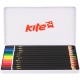 Карандаши цветные трёхгранные 12 штук в металлическом пенале Kite Серия 