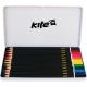 Карандаши цветные трёхгранные 12 штук в металлическом пенале Kite K16-058